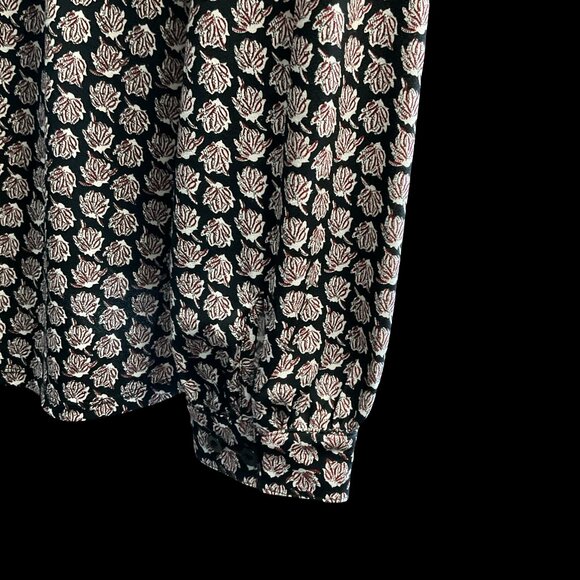 Black Floral Print Blouse w/ Collar Detail - Picture 3 of 3